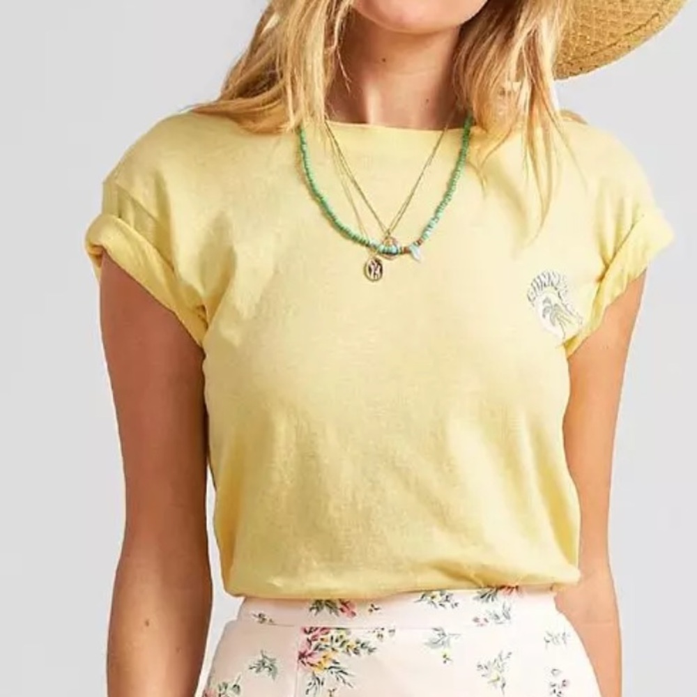 Billabong x Salty Blonde Pale Yellow Crewneck Tee